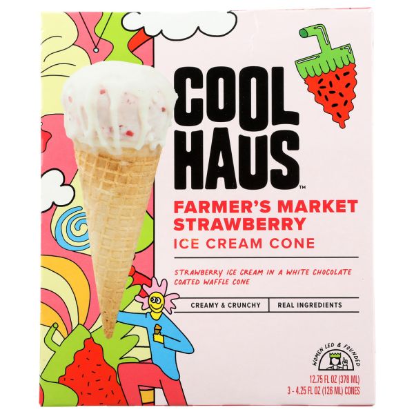 COOLHAUS: Farmers Market Strawberry Ice Cream Cones, 12.75 oz