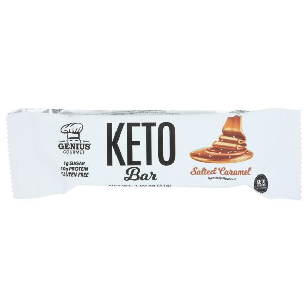 GENIUS GOURMET: Salted Caramel Keto Bar, 1.09 oz