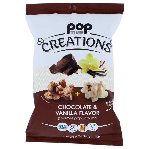 POPTIME CREATIONS: Chocolate & Vanilla Gourmet Popcorn Mix, 5 oz