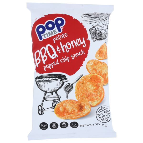 POPTIME POPPED CHIPS: Chips Bbq & Honey, 4 oz