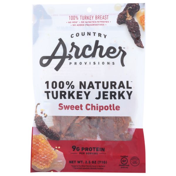 COUNTRY ARCHER: Sweet Chipotle 100% Natural Turkey Jerky, 2.5 oz