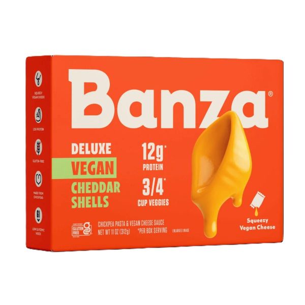 BANZA: Vegan Deluxe Mac and Cheese Cheddar Shells, 11 oz