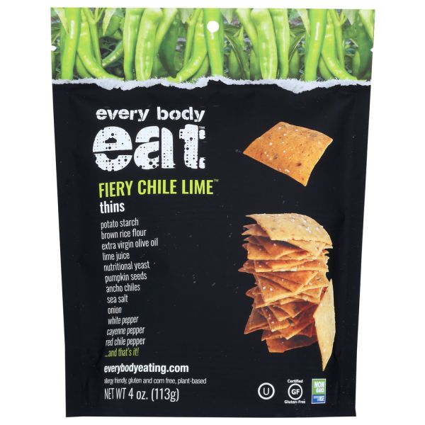 EVERY BODY EAT: Thins Fiery Chile Lime, 4 oz