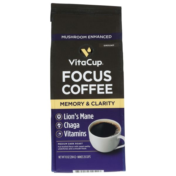 VITACUP: Focus Blend Medium Dark Ground Coffee, 10 oz