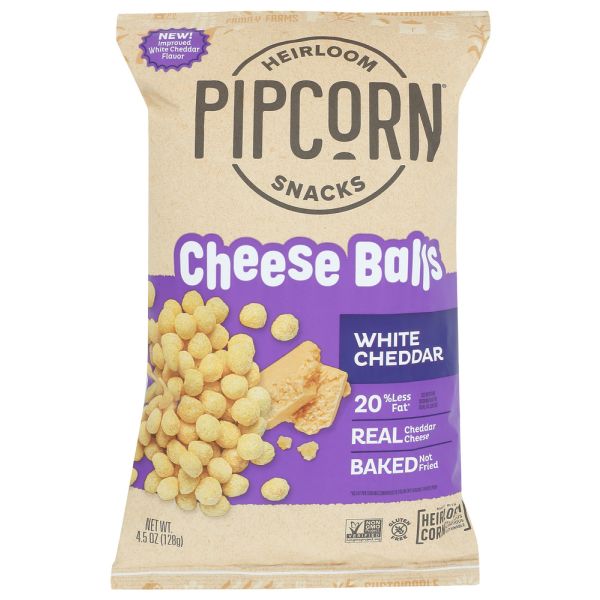 PIPCORN: White Cheddar Cheese Balls, 4.5 oz