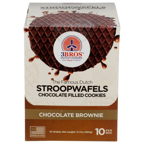 3BROS: Stroopwafel Chocolate Brownie Cookie 10 Count, 12.7 oz