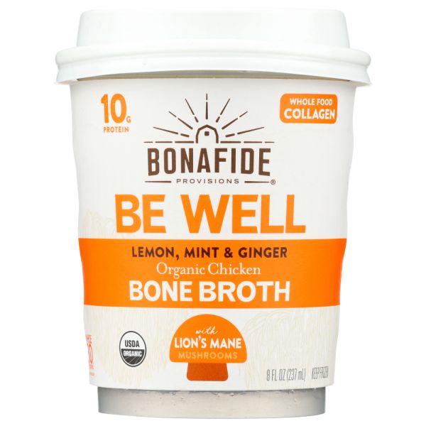 BONAFIDE: Be Well Organic Chicken Bone Broth, 8 oz
