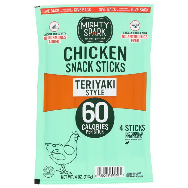 MIGHTY SPARK: Teriyaki Style Chicken Snack Sticks, 4 oz