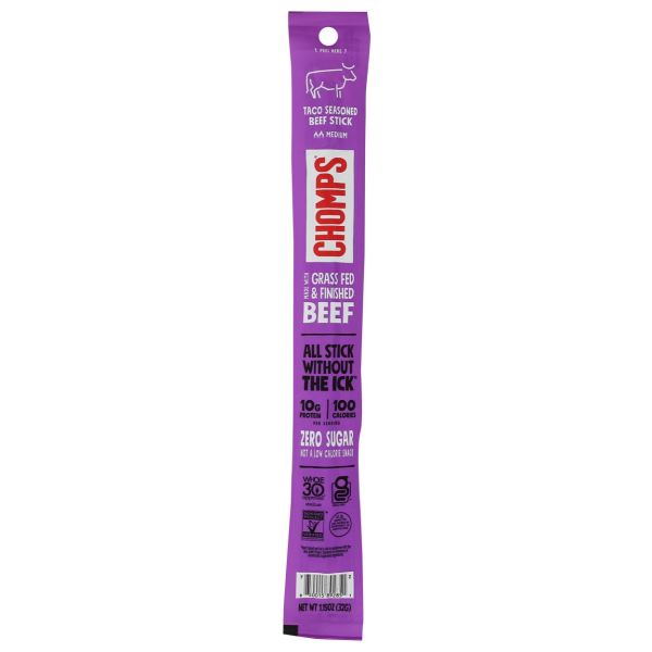 CHOMPS: Taco Seasoned Beef Jerky Stick, 1.15 oz
