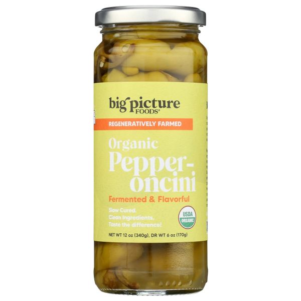 BIG PICTURE FOODS: Organic Pepperoncini Whole Regeneratively Farmed,  12 oz