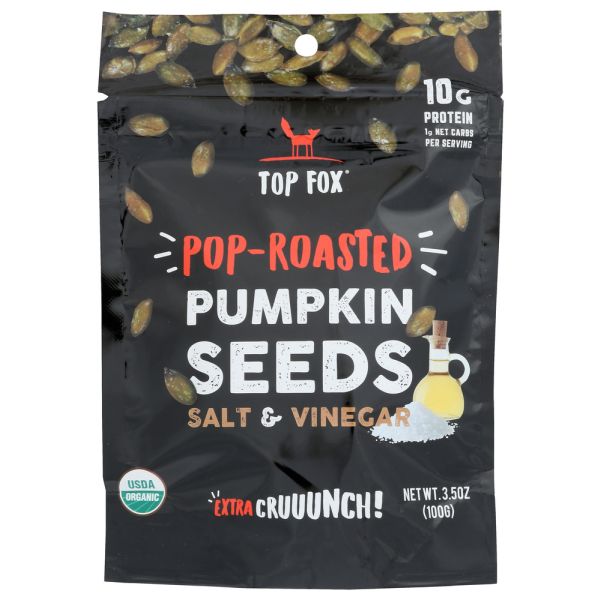 TOP FOX: Salt and Vinegar Pumpkin Seeds, 3.5 oz