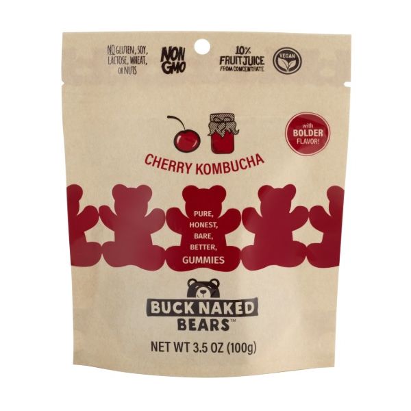 BUCK NAKED BEARS: Cherry Kombucha Gummy Bears, 3.5 oz