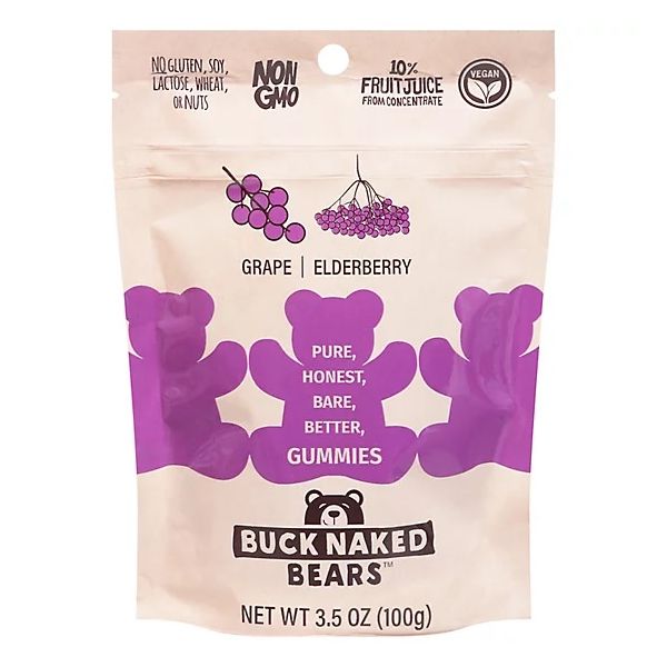 BUCK NAKED BEARS: Grape Elderberry Gummy Bears, 3.5 oz