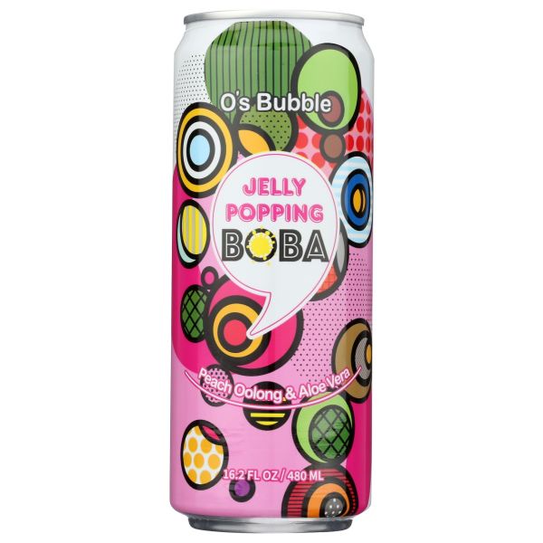 O S BUBBLE: Peach Oolong Tea and Aloe Vera Jelly Popping Boba, 16.2 fo