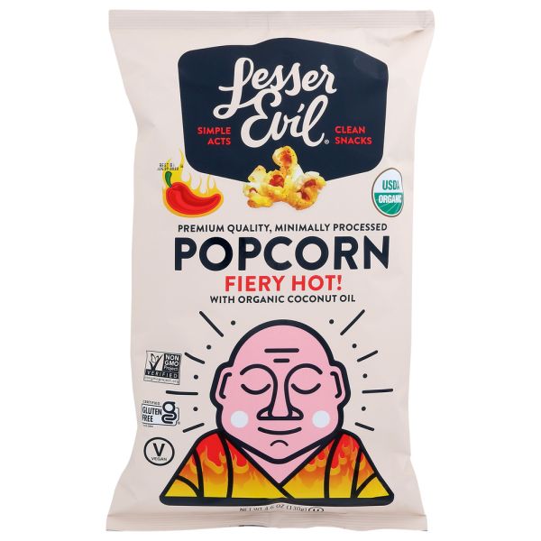 LESSER EVIL: Popcorn Fiery Hot Organic, 4.6 OZ