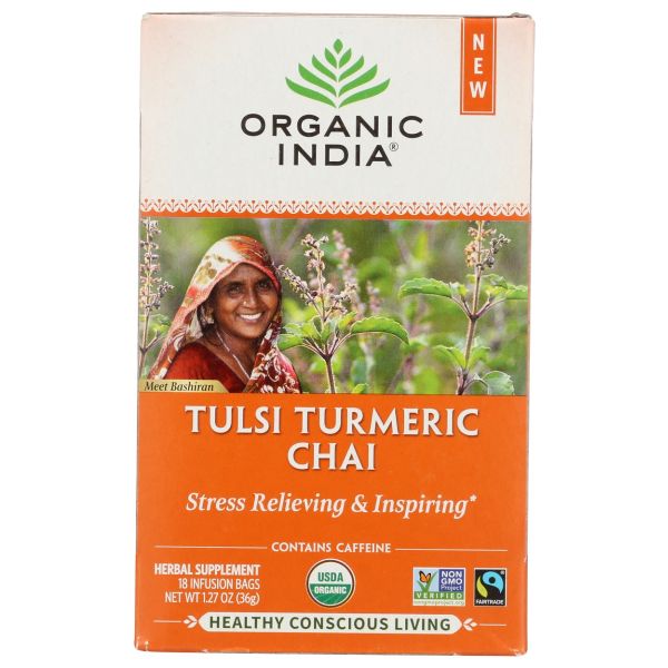 ORGANIC INDIA: Tulsi Turmeric Chai Tea, 18 bg