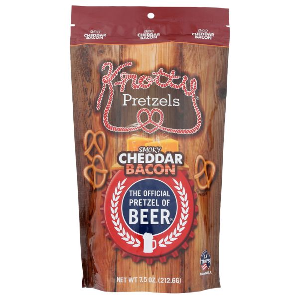 KNOTTY PRETZELS: Smoky Cheddar Bacon Pretzels, 8 oz