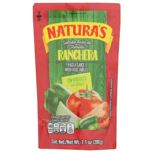 NATURAS: Salsa Ranchera Pasta Sauce with Vegetables, 7.1 oz