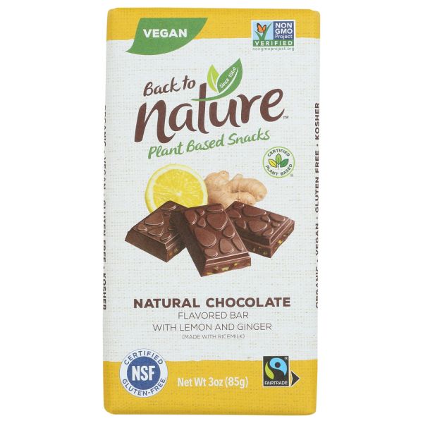 BACK TO NATURE: Natural Chocolate Bar Flavored With Lemon and Ginger, 3 oz