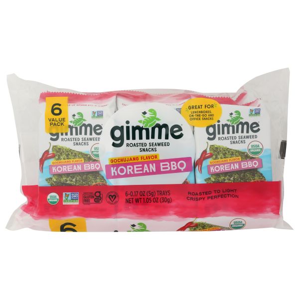 GIMME: Korean BBQ Seaweed Snack 6 pk, 1.05 oz