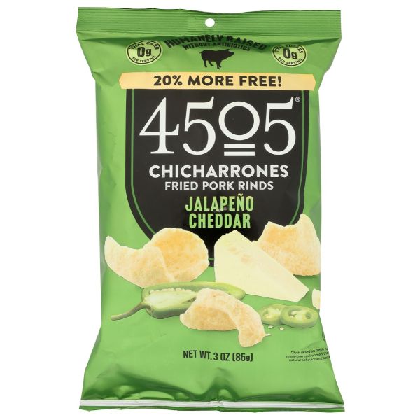 4505 MEATS: Jalapeno Cheddar Chicharrones, 3 oz