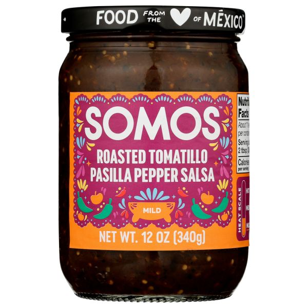 SOMOS: Roasted Tomatillo Pasilla Pepper Salsa, 12 oz
