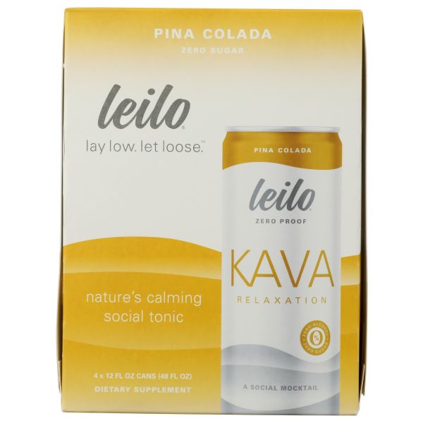 LEILO: Kava Pina Colada Relaxation Drink Rtd 4 pack, 48 fo
