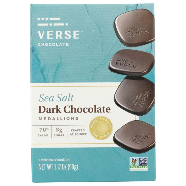 VERSE: Sea Salt 70% Dark Chocolate Squares, 3.17 oz