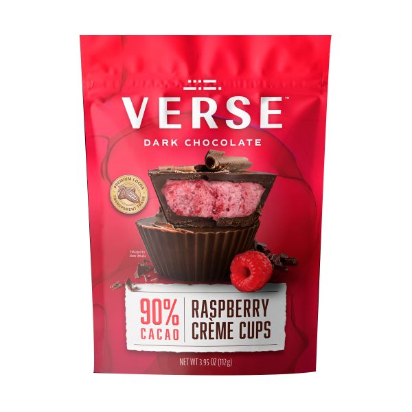 VERSE: 90 Percent Dark Chocolate Raspberry Creme Cups, 3.95 oz