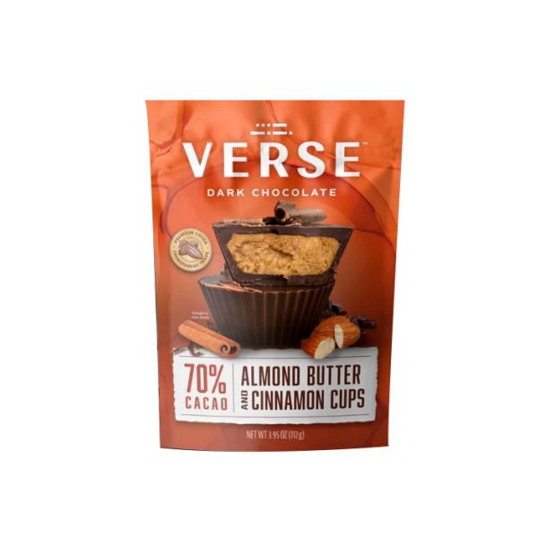 VERSE: 70 Percent Dark Chocolate Almond Butter And Cinnamon Cups, 3.95 oz