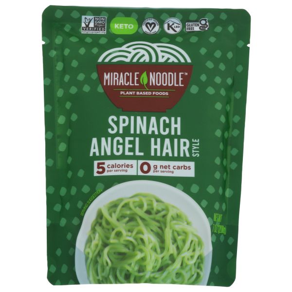 MIRACLE NOODLE: Ready To Eat Spinach Angel Hair, 7 oz