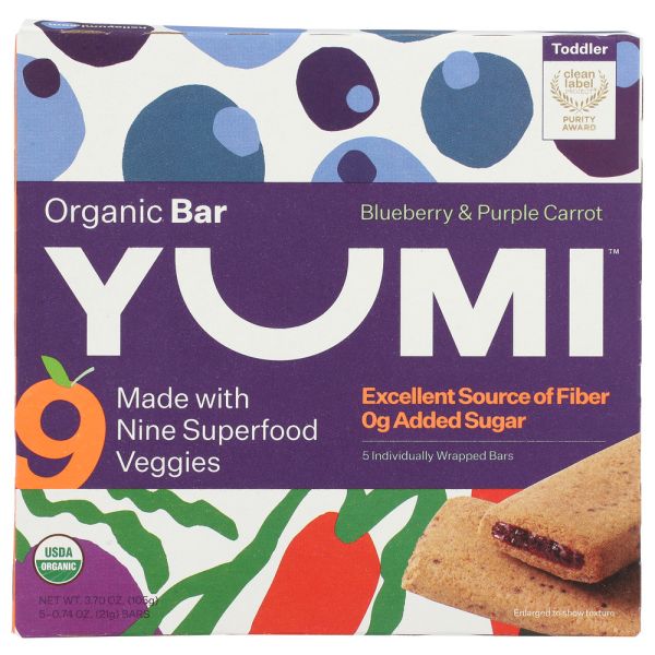 YUMI: Blueberry and Purple Carrot Organic Bar, 3.7 oz