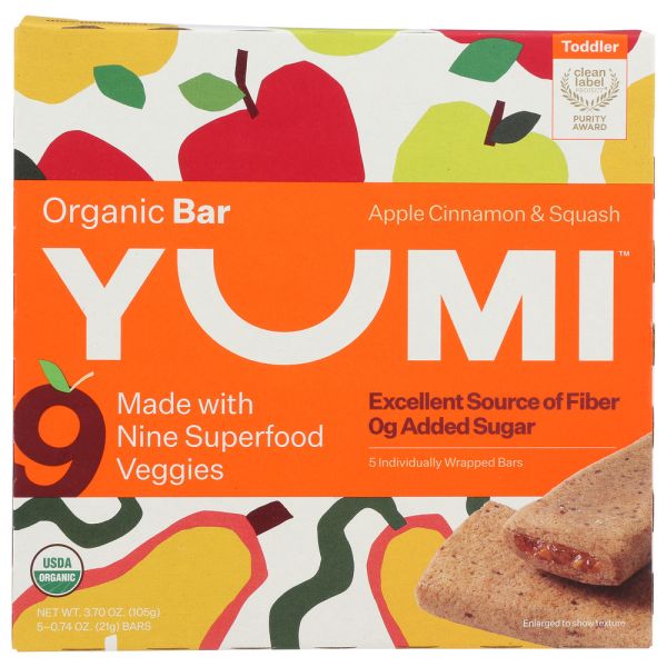 YUMI: Apple Cinnamon and Squash Organic Bar, 3.7 oz