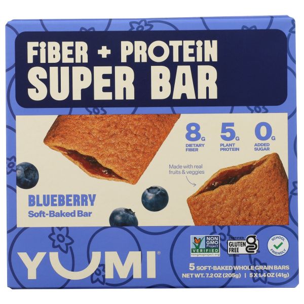 YUMI: Blueberry YUMI Fiber + Protein Soft-Baked Super Bars, 7.2 oz