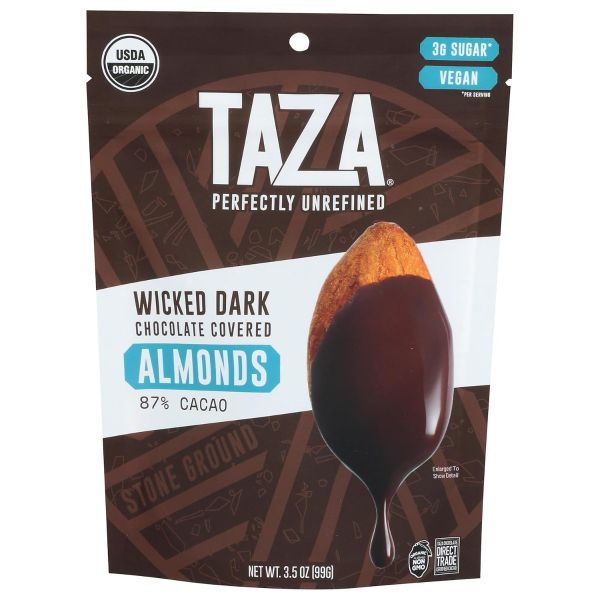 TAZA CHOCOLATE: Wicked Dark Chocolate Covered Almonds, 3.5 oz