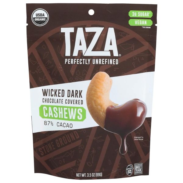 TAZA CHOCOLATE: Wicked Dark Chocolate Covered Cashews, 3.5 oz