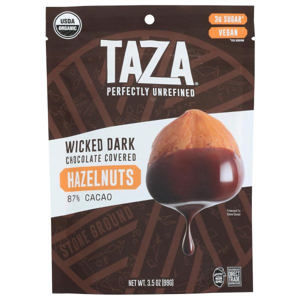 TAZA CHOCOLATE: Wicked Dark Chocolate Covered Hazelnuts, 3.5 oz