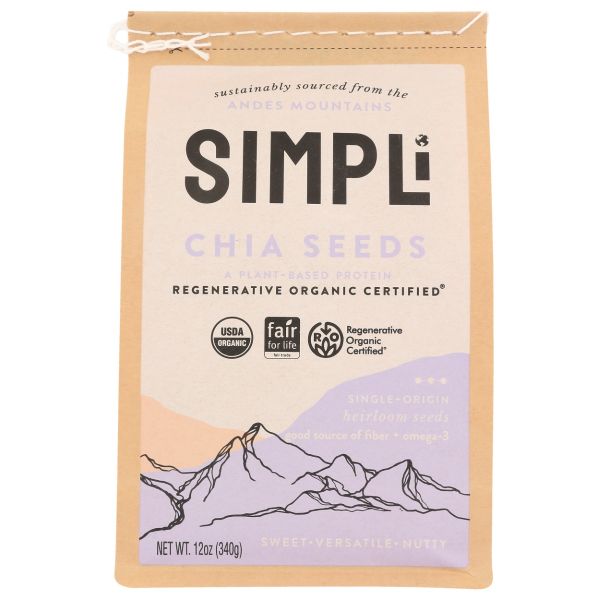 SIMPLI: Regenerative Organic Certified Chia Seeds, 12 oz