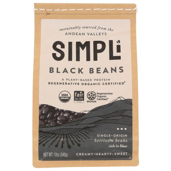 SIMPLI: Regenerative Organic Certified Black Beans, 12 oz