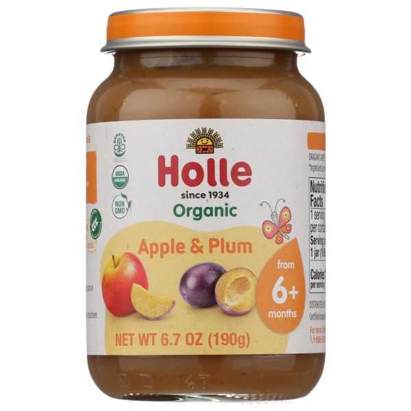 HOLLE: Organic Apple and Plum Baby Food, 6.7 oz