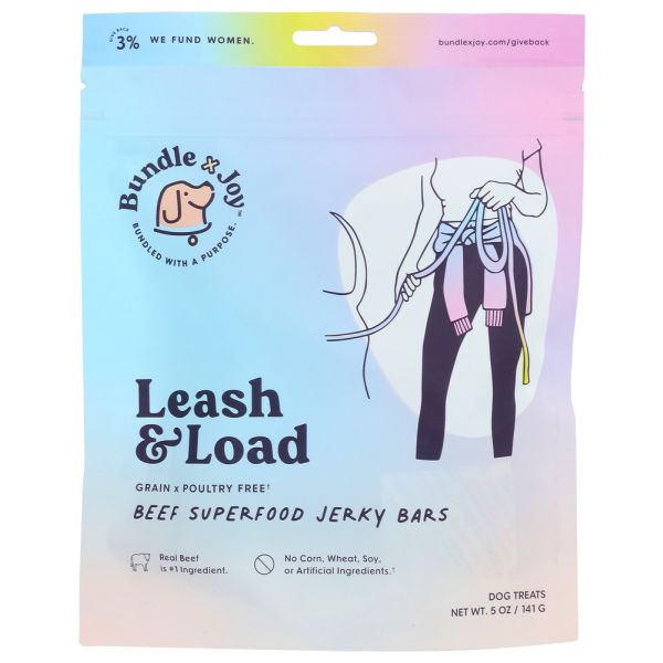 BUNDLE X JOY: Leash and Load Beef Jerky Superfood Bars, 5 oz