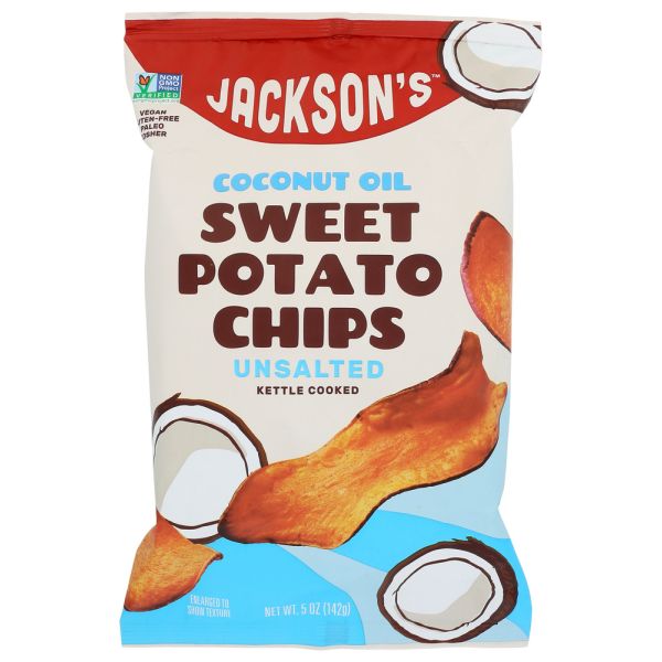 JACKSONS CHIPS: Unsalted Sweet Potato Chips With Coconut Oil, 5 oz