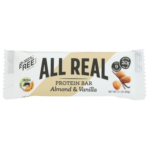ALL REAL NUTRITION: Almond Vanilla Protein Bar, 2.1 oz