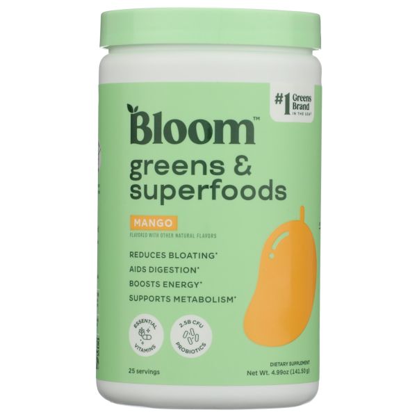 BLOOM NUTRITION: Greens and Superfoods Powder Mango, 4.99 oz