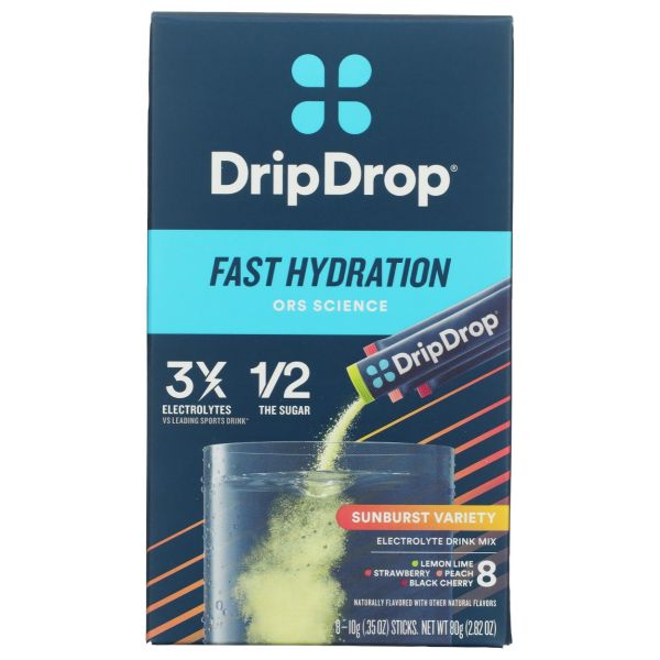 DRIP DROP: Sunburst Variety Pack Electrolyte Drink Mix 8Packet, 2.82 oz