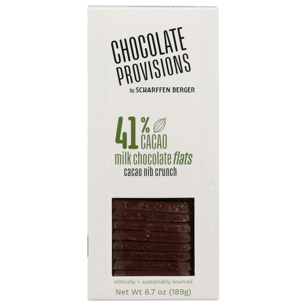 SCHARFFEN BERGER: 41 Percent Milk Chocolate with Cacao Nibs Flats, 6.3 oz