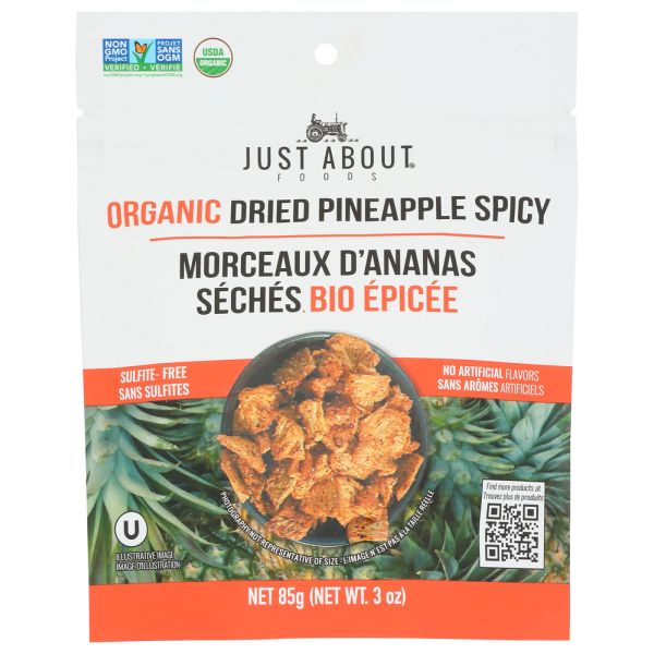 JUST ABOUT FOODS: Organic Dried Pineapple Spicy, 3 oz