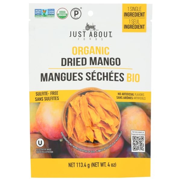 JUST ABOUT FOODS: Organic Dried Mango, 4 oz
