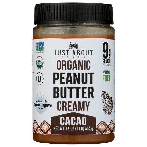 JUST ABOUT FOODS: Organic Peanut Butter Cacao, 16 oz