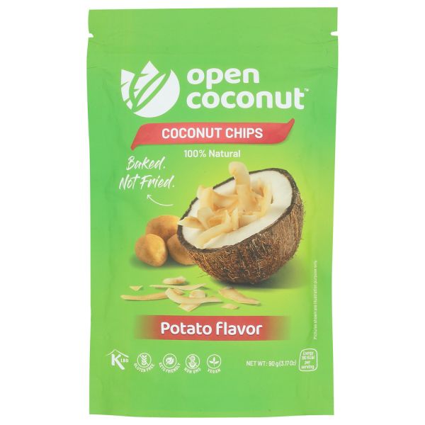 OPEN COCONUT: Coconut Chips Potato Flavor, 90 gm